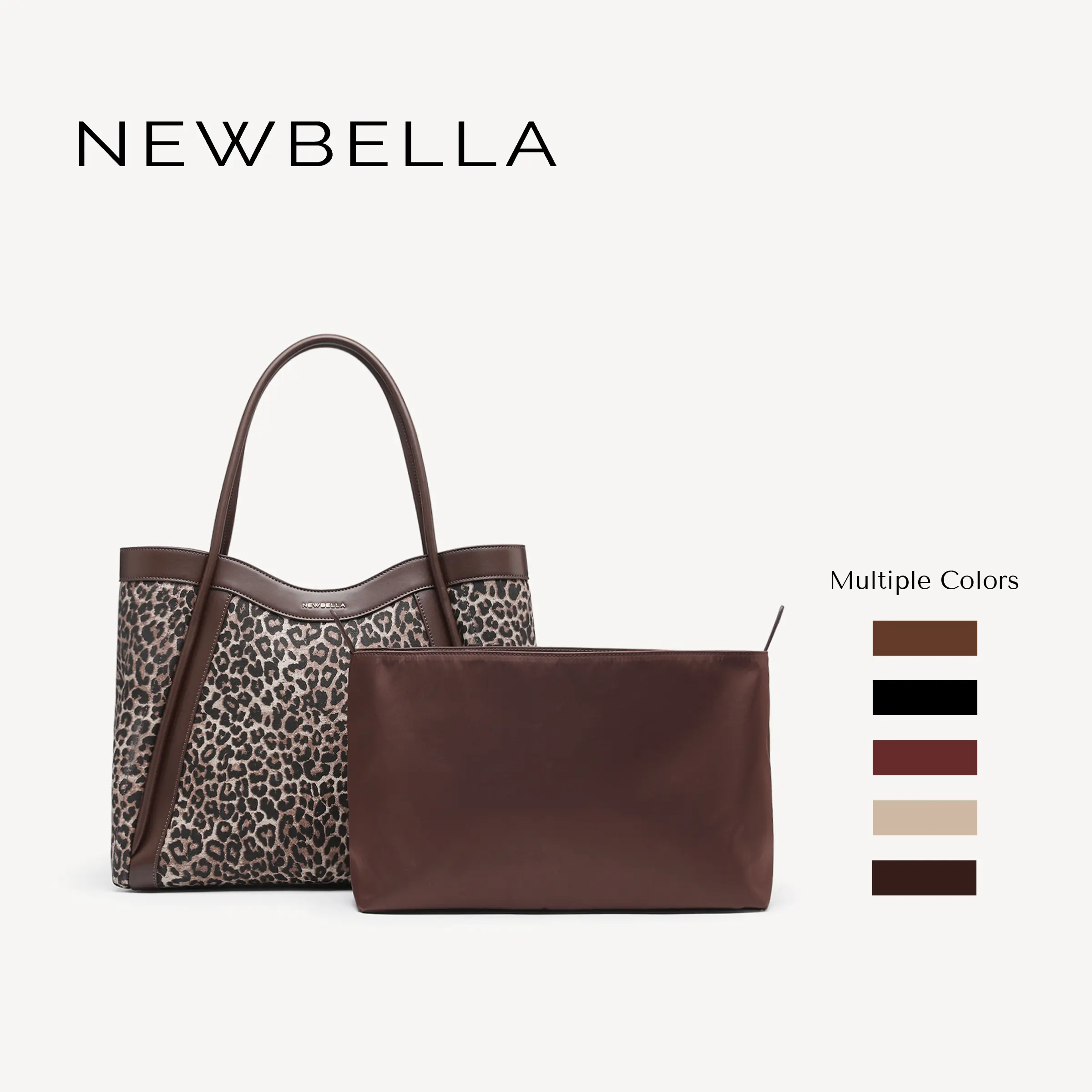 NEWBELLA Kelly L Size 2-PC PU Tote Shoulder Bag - Waterproof Work Bag for Women, Trendy Commuter Solid Color Elegant Purse for Daily Use, Trendy Commuter Bag, Tote Shoulder Bags
