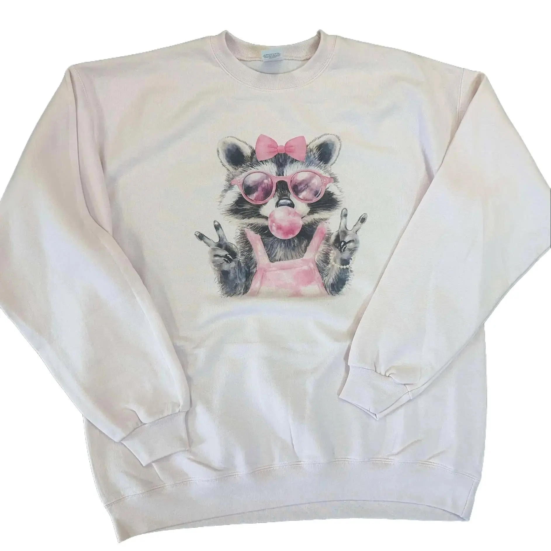 Pink Preppy Raccoon Sweatshirt  - Unisex Sweatshirt  - Trash Panda Pink Sweatshirt
