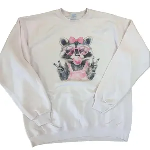 Pink Preppy Raccoon Sweatshirt  - Unisex Sweatshirt  - Trash Panda Pink Sweatshirt