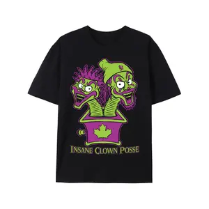 1pc Insane Clown Posse Graphic Tee, 100% Cotton Short Sleeve Crew Neck T-Shirt, Sporty Casual Style, Digital Print Design, Breathable Fabric, Regular Fit for Men - Black