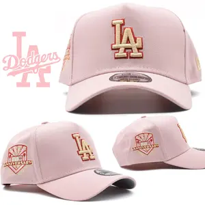 New Era Los Angeles Dodgers 9FORTY A-Frame Snapback – 50th Anniversary Light Pink Edition Adjustable Curved Brim Baseball Hat Streetwear MLB Cap for Men Women