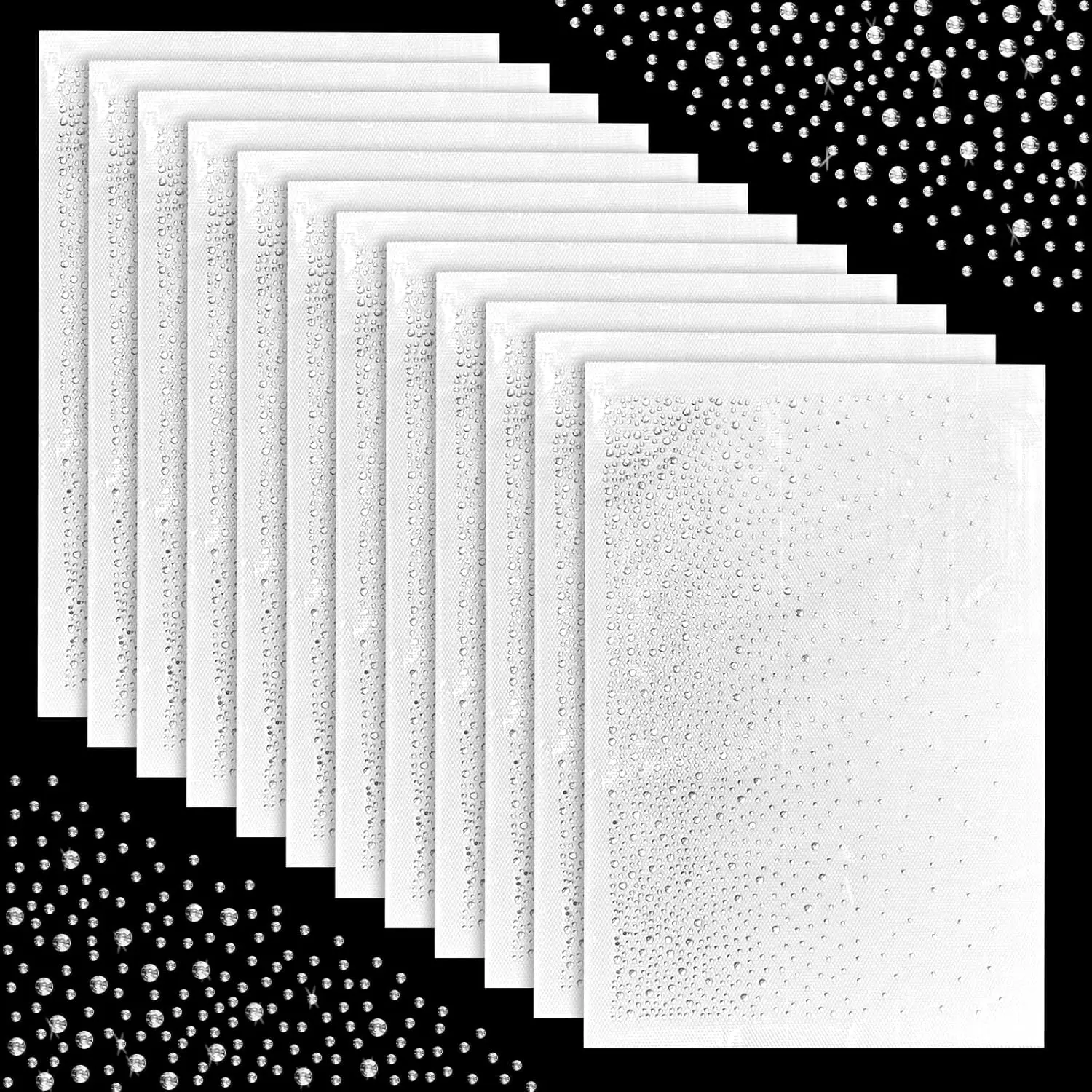 12 Sheets Iron on Rhinestone Transfers  2mm & 3.5mm Glitter Hotfix  Decals, Flat Round  Patches for Clothing DIY, Crafts & Embellishment (Women & Men)