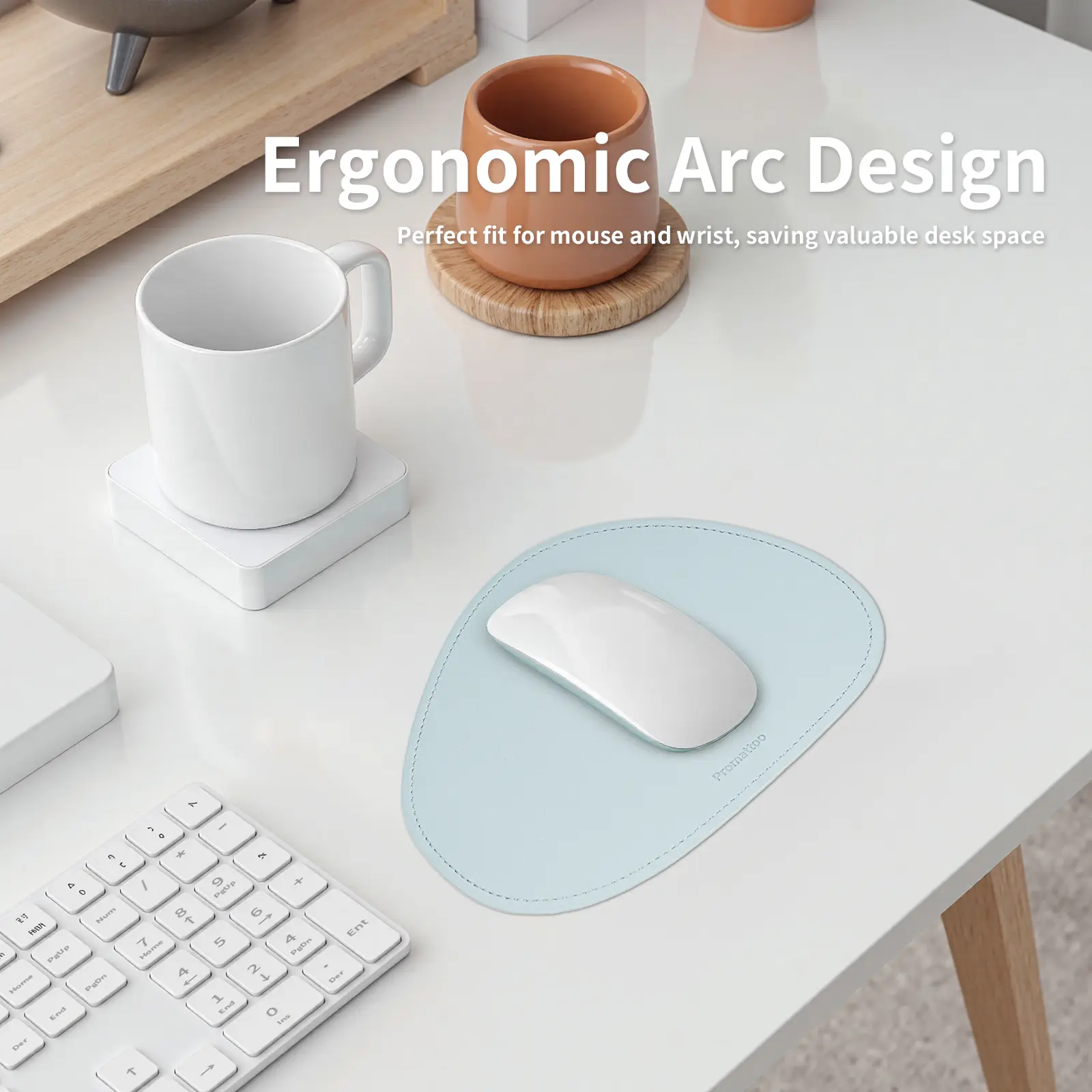 Vegan Leather Mini Mouse Pad - Desk Accessories, 3 Shapes (Rectangle, Oval, Waterdrop), Compact Sizes, Minimalist Laptop/Travel Design, Stitched Edge, Waterproof, Non-Slip Hand-Edge Finishing