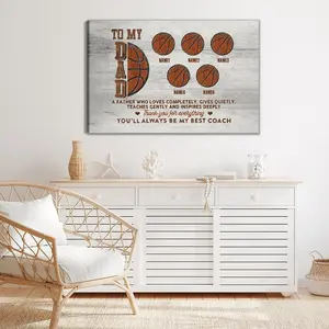 2D Flat, 1pc, Personalized Framed Father'S Day Gift Canvas Print - Custom Family Names, Modern Classic Art Style, Horizontal Wrapped Canvas Frame, Wall Art For Living Room, Bedroom, Office - Unique Dad Birthday Gift Idea From Son, Whimsical home decor