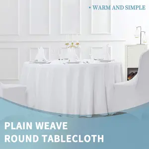 Linen white textile 1/5 pack round tablecloth 60/72/90/108/120 inches white/black dining table cloth washable polyester round tablecloth suitable for dining table, buffet party, camping, Valentine's Day and Easter