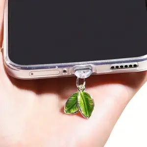 Mobile Phone Dust Plugs - Creative Leaf Mobile Phone Dust Plug Pendant - Suitable for iPhone, Type-C and Android Dust Plugs - Compact and Practical - Perfect as a Small Gift