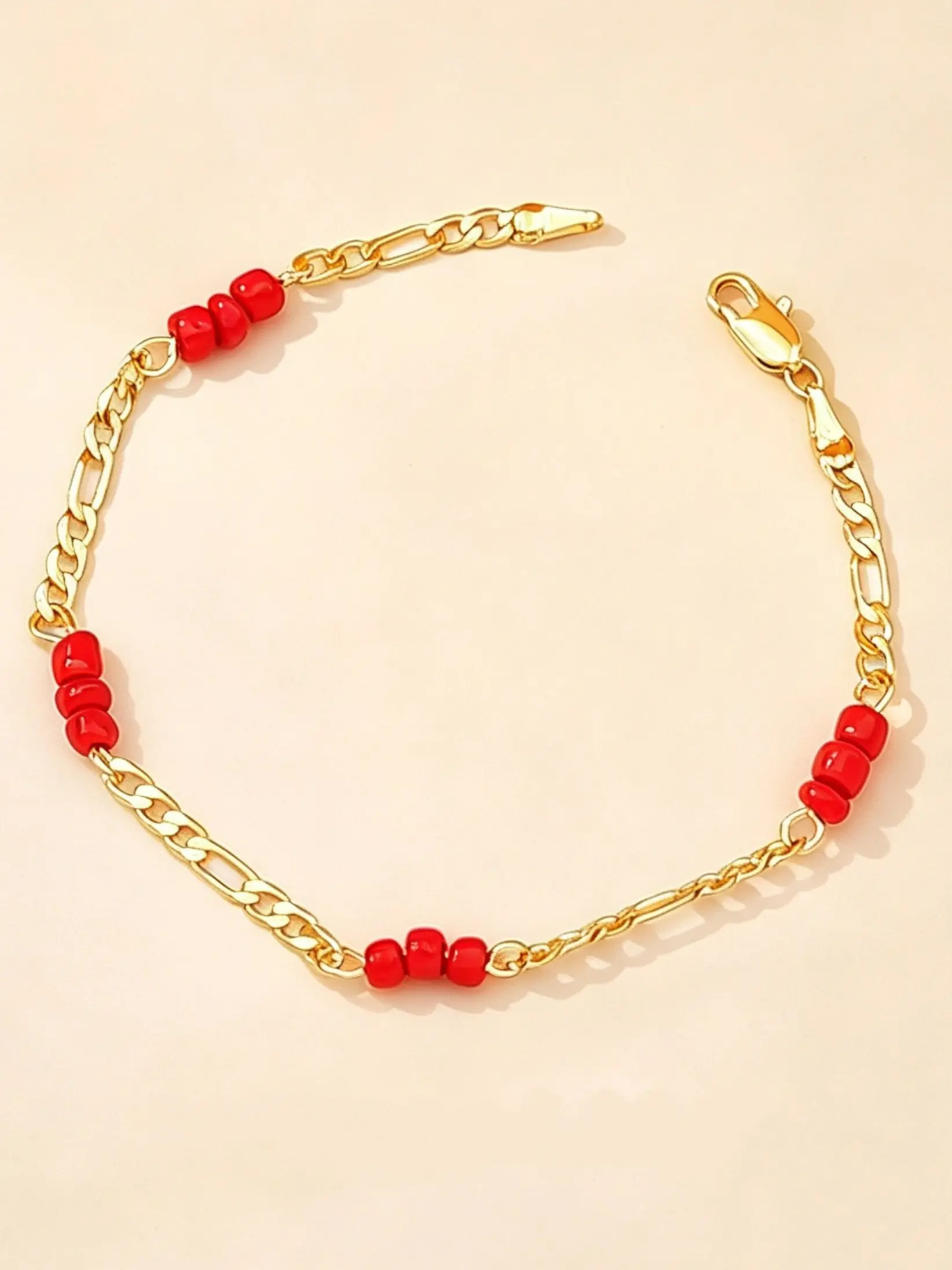 Luxurious 18k Gold Plated Bracelet for Mom & Child, Eco-Friendly Copper red Bead, Low Allergy Parent-Child Jewelry, Fashionable Accessory for All Seasons, Beautiful Bracelets, Exquisite Trendy Bracelet