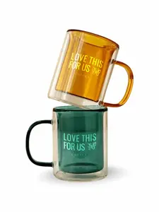 Love This For Us Double Glass Coffee Cups 10-Ounce Borosilicate Mug with 2-Color Options Durable Heat Insulation & Chemical Stability for Hot Beverages Stylish Drinkware Tumbler Reusable