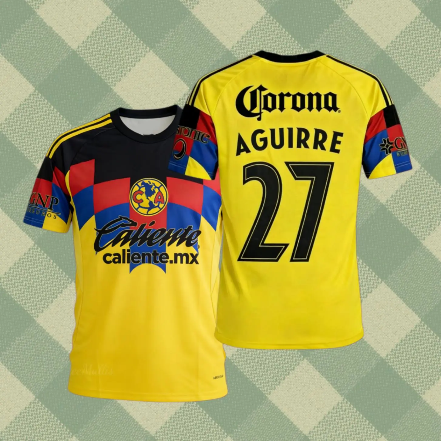 2526 Home Yellow NO.27 Rodrigo Aguieer Retro Short Sleeve Jersey Football Soccer Jerseys Liga Mx
