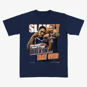 SLAM Johni Broome & Tahad Pettiford “Walk In… Take Over” Basketball T-Shirt – Navy Graphic Tee Featuring College Hoops Duo Design