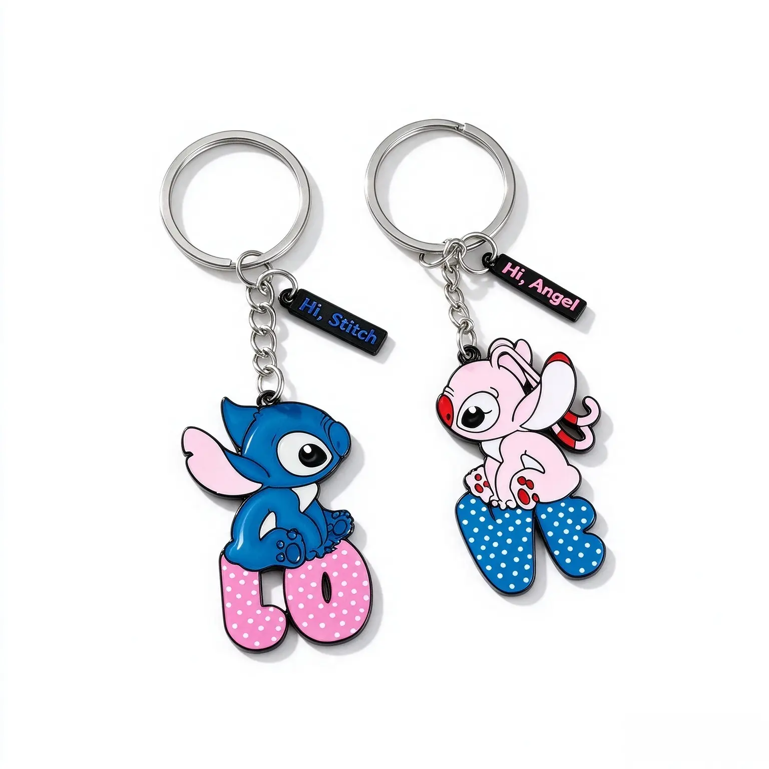 Disney Lilo & Stitch Unisex Matching Keychains Set - Love-Themed Couple Key Rings, Cute Keychain Accessory, Playful Charm, Valentine's Day Gift for Fans