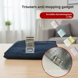 Adjustable Invisible Fixing Clips for Shorts & Pants, Prevents Dragging at Bottom, No-Seam Design, Seamless, Ideal for Jeans & Casual Wear, Waterproof & Portable, Shorten