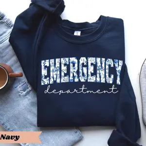Floral Emergency Department T-Shirt or Sweatshirt, Emergency Nurse Shirt, ER Nurse Department Tee, Cute Floral ER Nurse Top, Soft Cotton Crewneck graphic