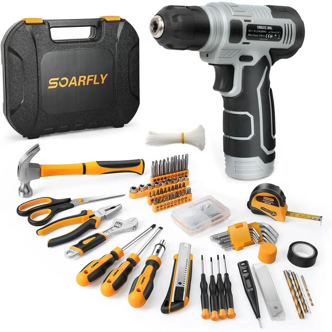 180 Piece Tool Set - Tool Box with 8V, Hand Set for Men & Women, Home Tool Kit with Hand Tools for Repair, DIYers, Homeowners & Handymen brush kit