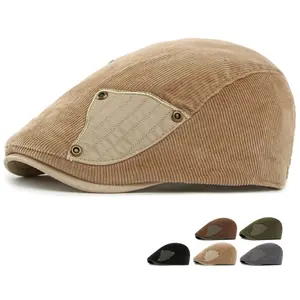 HT4977 Berets Autumn Winter Caps for Men Women Artist Painter Corduroy Beret Hat Male Female Ivy Flat Cap Adjustable Beret Caps