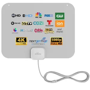 Mohu Leaf – New Look, Warm Grey Design – Ultra-Thin Indoor TV Antenna, UHF VHF, 40-Mile Range, Multi-Directional, 4K UHD, NEXTGEN TV - w/ 12 ft. Cable