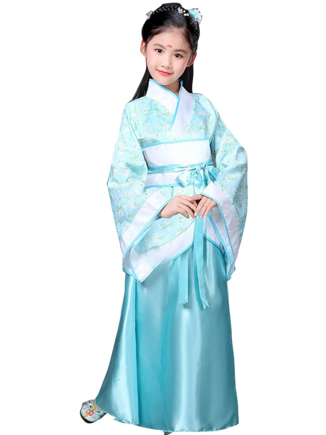 Girls' Light Blue Drop Shoulder Sleeve Hanfu Costume Print Dress Set (top + Skirt), Traditional Style, Comfortable Fit, Perfect for Daily Wear - TikTok Shop Girls' Light Blue Drop Shoulder Sleeve Hanfu Costume Print Dress Set (top + Skirt), Traditional Style, Comfortable Fit, Perfect for Daily Wear - TikTok Shop