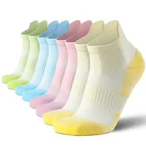 4 Pairs Women's Professional Running Socks  Winter Cotton Low-Cut Ankle Socks  Towel Bottom Cushioned Athletic Socks for Marathon & Badminton Morandi Pink