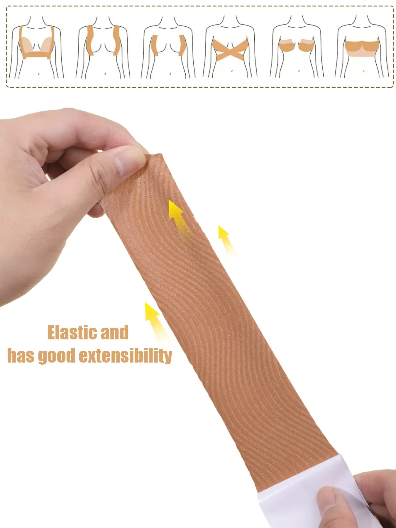 4 Rolls Plus Size Boob Tape – Elastic Breathable Cleavage Lift Tape For Large Busts, Anti-Sagging & Uplifting, Cut To Any Shape, Invisible Nipple Covers For Wedding & Summer Dresses