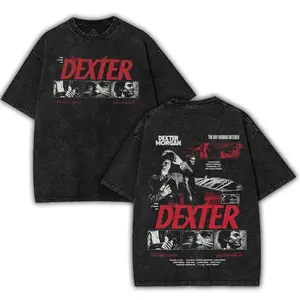 Dexter Morgan Washed T-shirt Heavyweight Cotton Streetwear graphic tee, Bay Harbor Butcher TV Show Tee, Vintage Crime Thriller Shirt, Casual Man y2k,soulja,concert,Halloween,Gothic,Vintage,Streetwear Graphic vintage style top