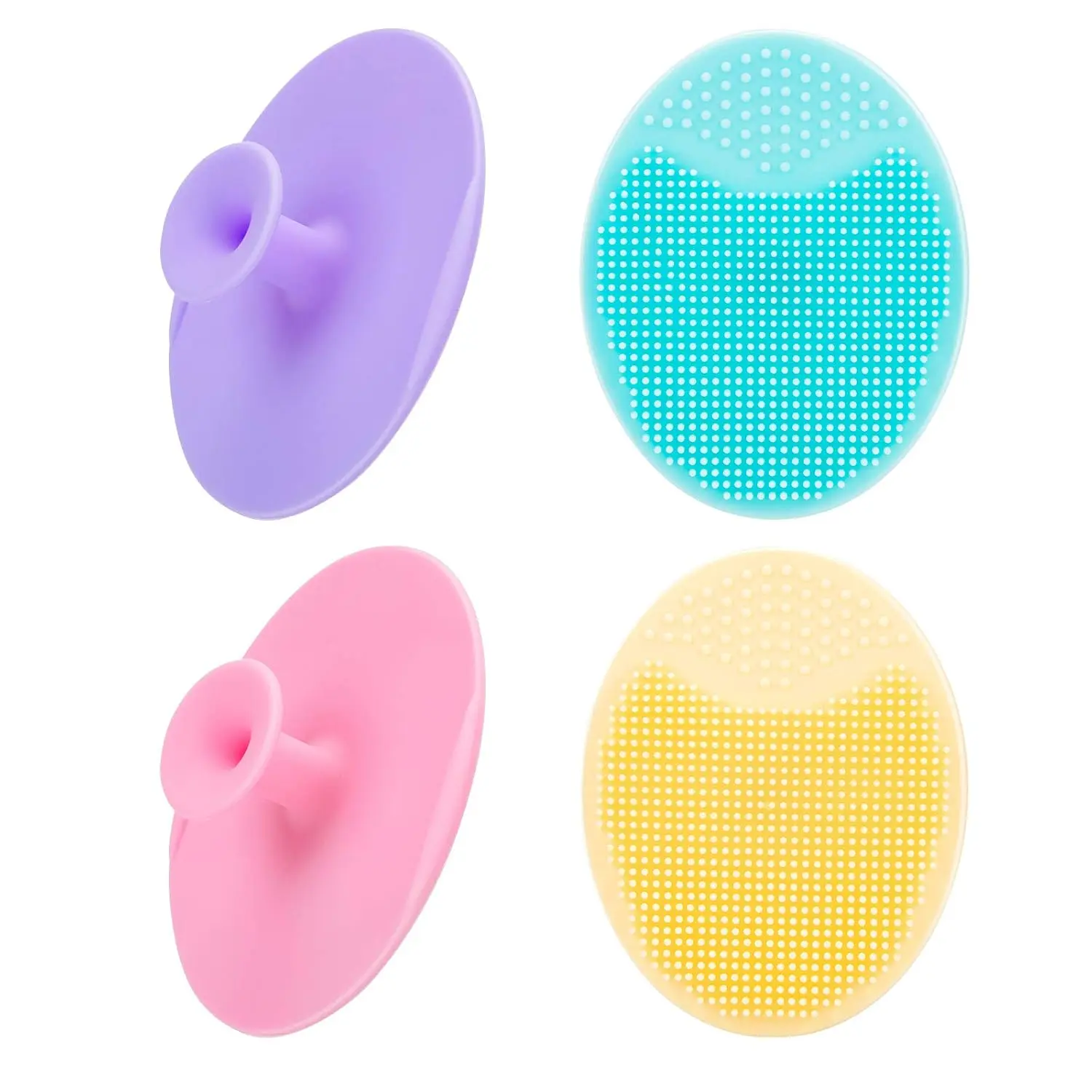 4-Pack Soft Silicone Face Scrubber & Facial Cleansing Brush Deep Clean Exfoliator for Blackheads Pores & Acne Gentle Silicone Pad for Skin Care