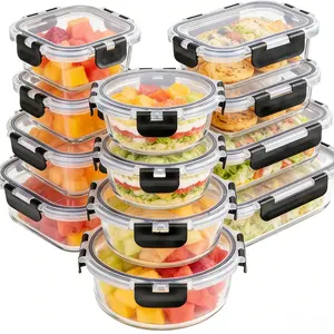 12 Pack Glass Bowls with Lids, Durable Glass Food Storage Set, Round/Square/Rectangle for Daily Needs, Safe for All Kitchen Appliances, BPA-Free