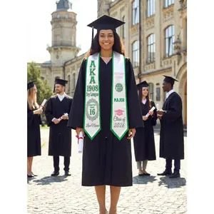 Personalized Graduation Stole Custom Name Sash Class of 2026, Dual Flag Design, Unique Senior Gift for College High School Ceremony Outfit