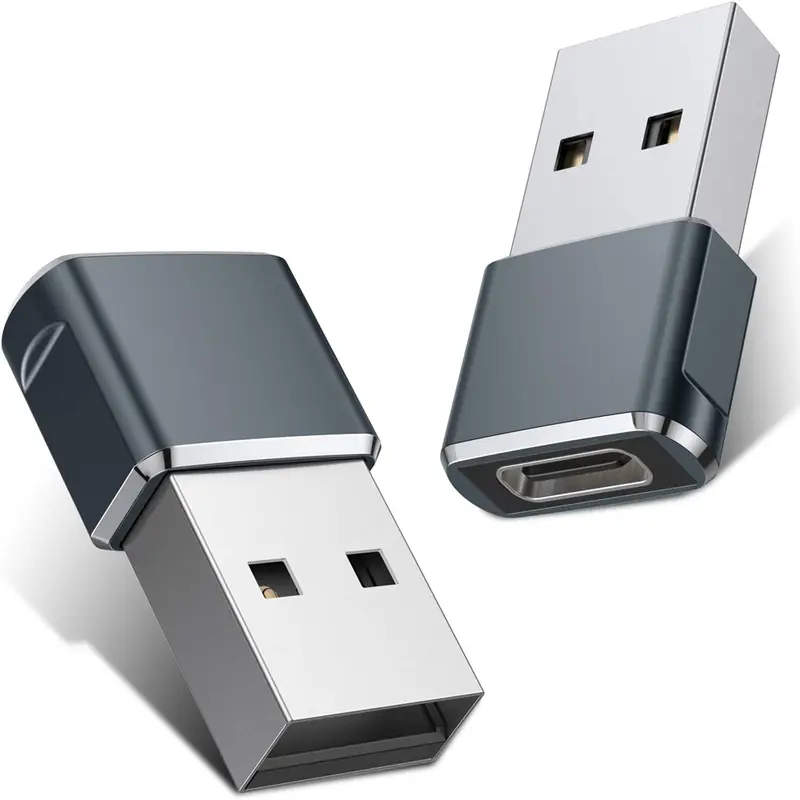 2-Pack C to USB Type-A Adapters - Compact and Practical Portable Chargers Type C for Charging & Data Transfer, Home Use, Father's Day Gift Option