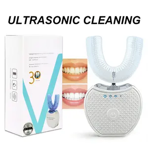360° U-Shaped Electric Toothbrush with Blue Light,Hands-Free, USB Rechargeable, 3 Cleaning Modes, Ultrasonic Full Mouth Sonic Cleaner,