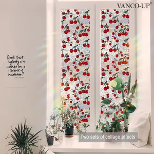 A piece of (30*120CM) colorful cherry flat 2D window sticker, window decoration static glass sticker, XC20076-KR