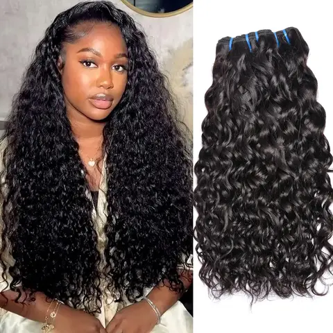 [Hot Sale] Iwish Hair Water Wave Human Hair Bundles Wet and Wavy Bundles Human Hair 100% Unprocessed Brazilian Unprocessed Remy Hair Water Wave Weave Extensions 16 18 20 Inch Natural Color