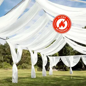 Ivory Sheer Ceiling/Curtain Draping Panels Durable Flame Resistant Fabric 10ftx40ft