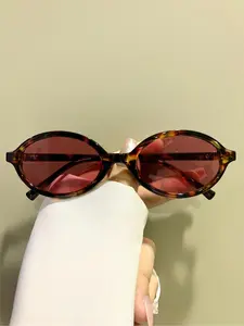 Vintage Oval Frame Glasses, Trendy Casual Glasses for Women & Men, Fashion Accessories for Everyday Use and Outdoor Activities, Trendy Beach Eyewear