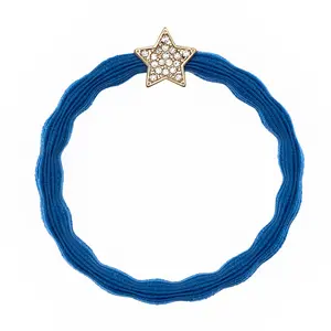 Gold Star - Royal Blue Hair Tie with Gold Star Charm, Versatile Hair Accessory for Women, Stylish and Functional, Perfect for Any Occasion