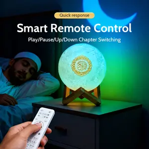 Quran Koran Muslim Islamic Ramadan Arab Azan Wireless Lightweight And Portable Bluetooth Speaker Smart Remote Control Bright Lamp Night Light Arabic Holy Music Sound Box Caixa De Som Bocina Mp3 Blutooth Altavoces Mini Coluna Home Gift Acoustics
