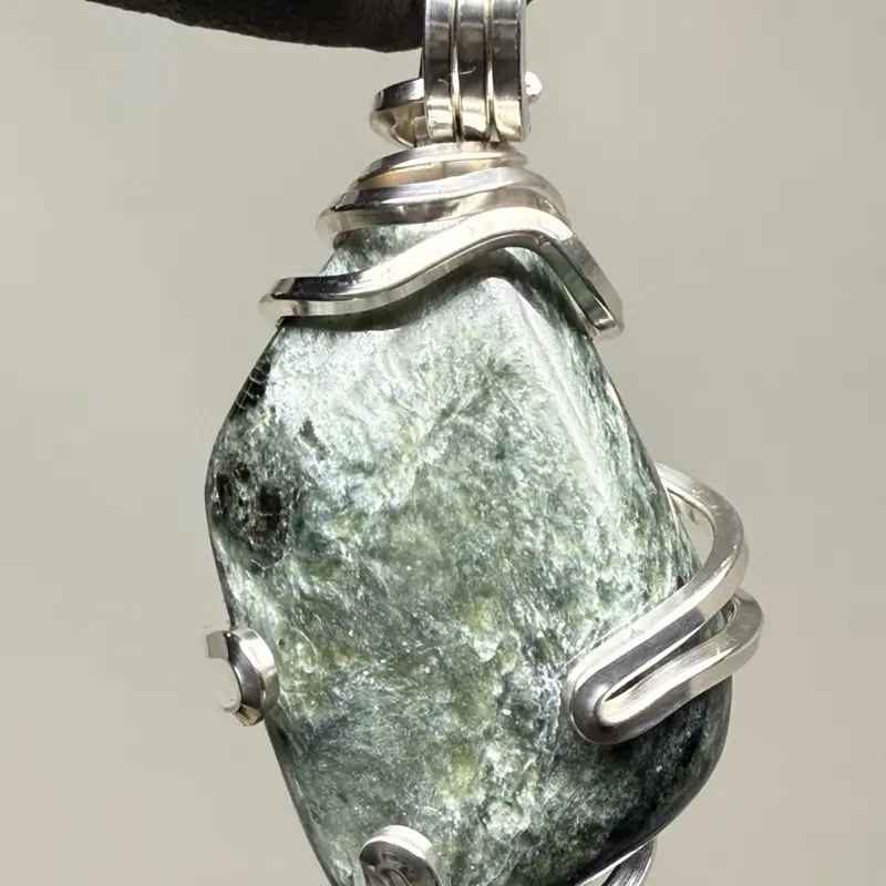 Mount Shasta Serpentine Sterling Silver PENDANT Unique Artisan Crafted Design 925 Ag