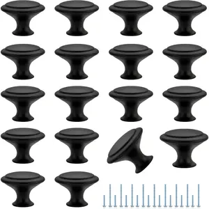 18 Pack Matte Black Cabinet Drawer Hardware 30mm Kitchen Cabinet Knobs Drawer Pulls with Installation Screws for Dressers Kitchens Cupboard