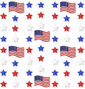 41Ft 5 Pcs Patriotic Star America Flag Garland Red White Blue Glitter Streamers 4th of July Hanging Garlands for Independence Day Party Decorations