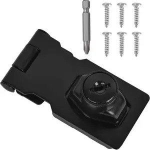 1 Pcs keyed Hasp Lock,2.5 inch keyed hasp Locks Twist knob keyed Locking hasp for Cabinet Small Door,Hasp Lock with Keys,Metal Safety Hasp Latches (1 Pcs Black, 2.5 inch)