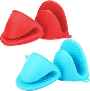 2 Pairs Mini Heat Resistant Silicone Oven Mitts for Kitchen, Cooking, and Baking.