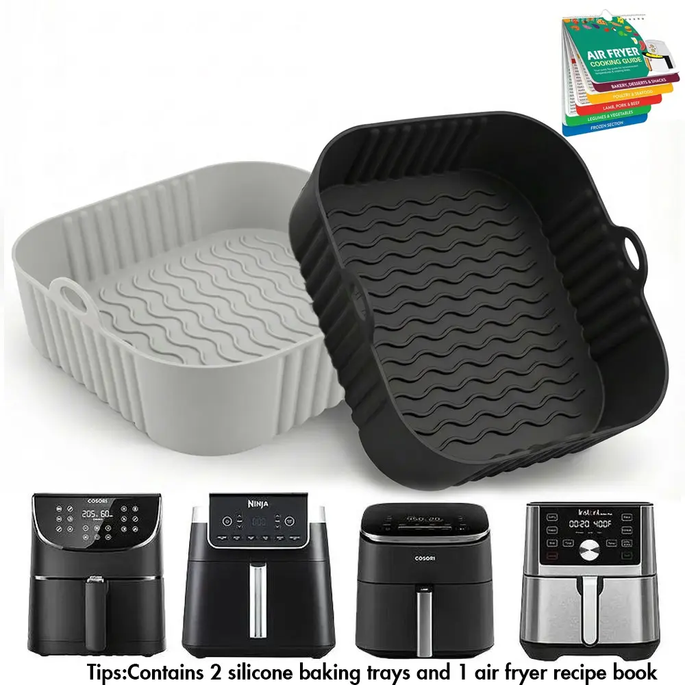 2-Pack Silicone Air Fryer Liners, Air Fryer Sheets, Air Fryer Accessories, Kitchen, Compatible with Cosori air fryer 5-6.8qt, Ninja and Instant Pot Models, Works with Ninja Air Fryer AF181, AF180, AF140, Dishwasher Safe, Durable