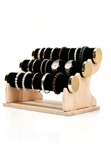 1pc Jewelry Display Stand, Wooden Multi-Layer Bracelet Wristband Holder, Watch Bead Organizer, Home Makeup Desk Decorative Prop