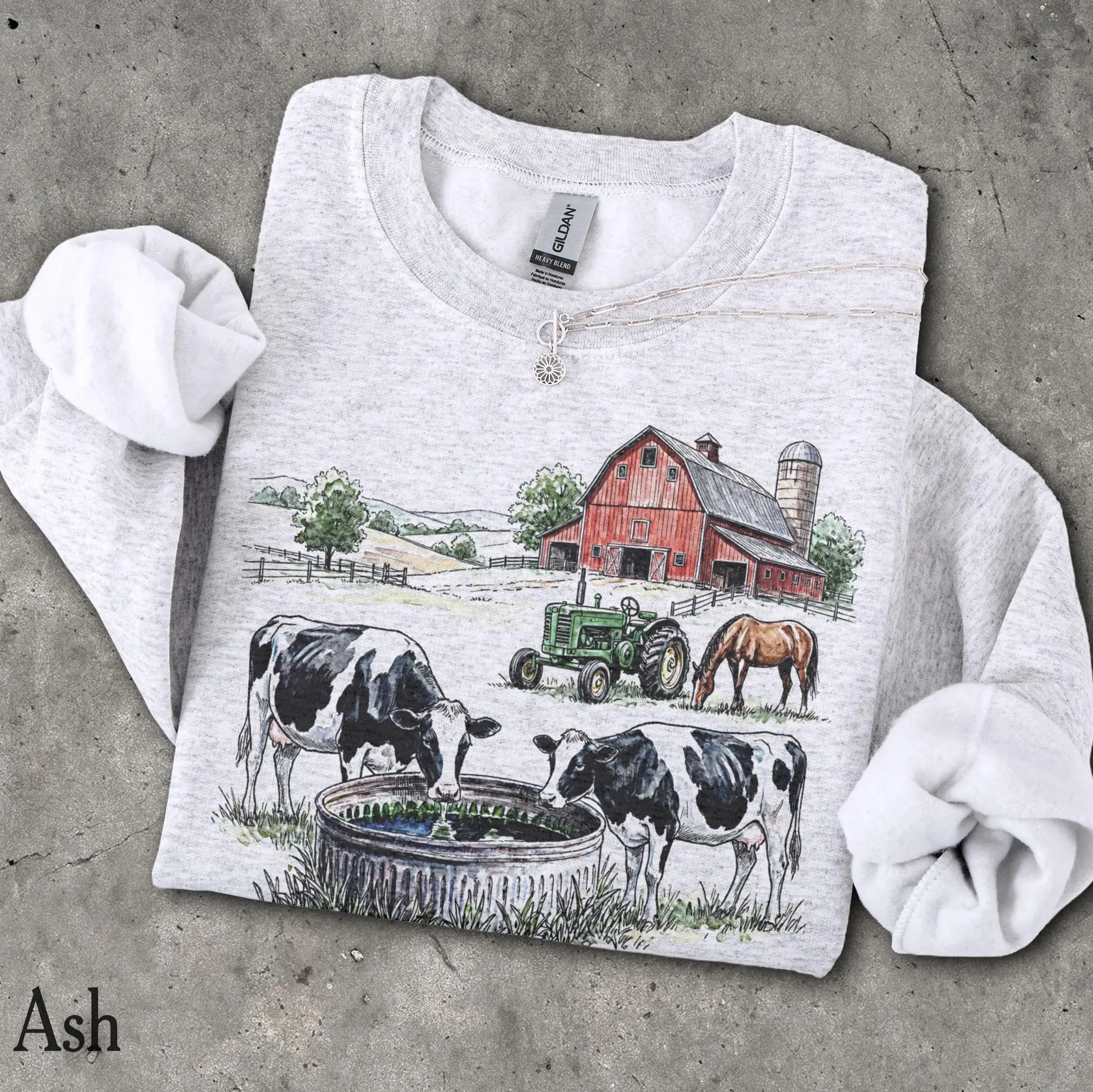 90s Farm Sweatshirt - Unisex Men & Women's Graphic Sweater - Vintage Nostalgia Crewneck - Western Country Pullover - Cow Horse Barn Sweater tanisha