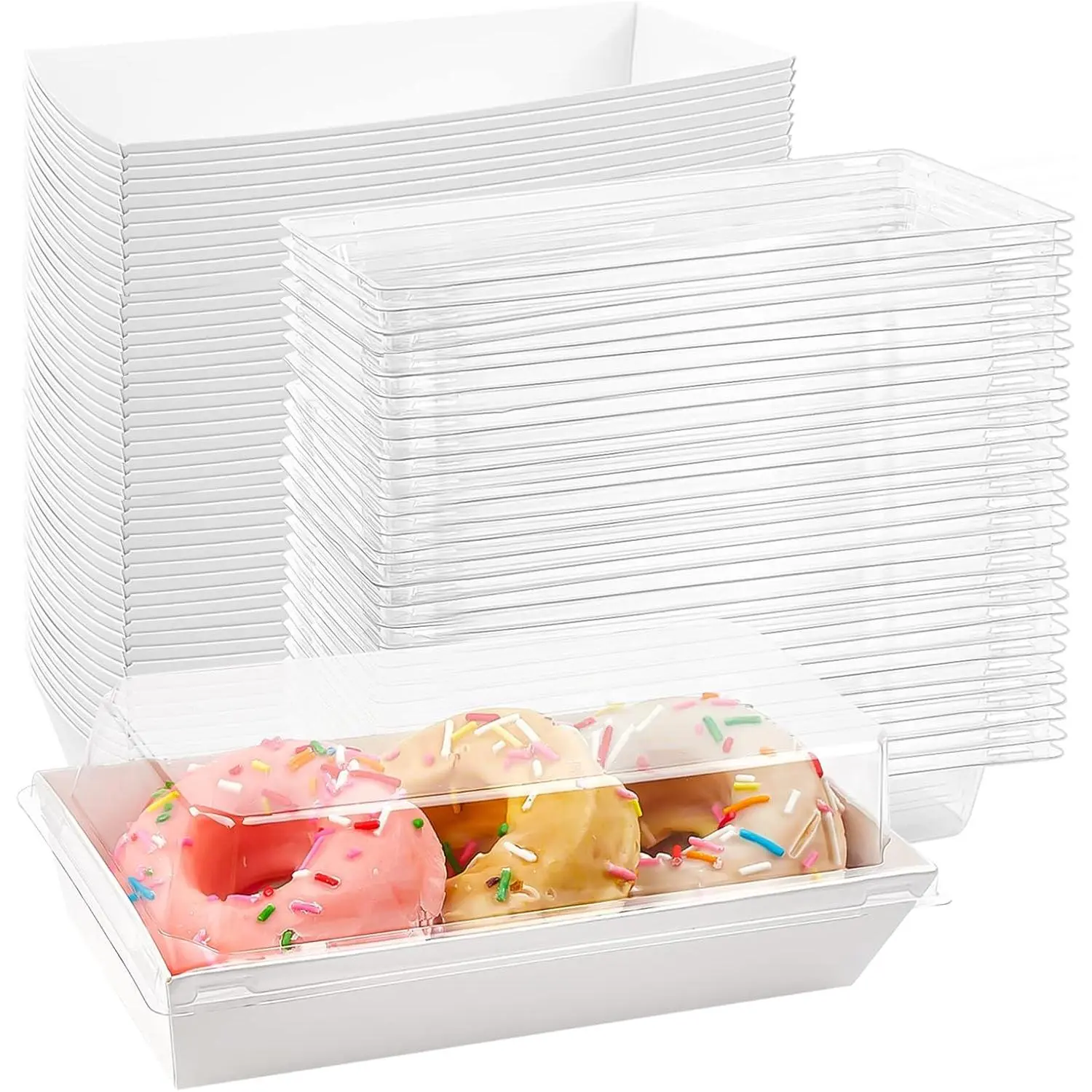 Charcuterie Boxes with Clear Lids, 50 Pack White Bakery Boxes, Cookie Boxes, Small  Boxes for Pastry, Sandwich, Cupcakes, Strawberries, Dessert  Containers