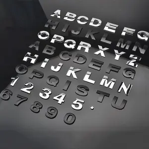 3D Metal DIY Styling Letters Word Alphabet Emblem Decals Numbers Labeling Car Sticker Rear Trunk Logo Digital Badge Accessories
