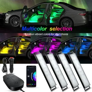 APP Control Car Footwell Lights LED USB Dashboard RGB Car Interior Lights Under Dash Lighting Kit  Music Sync Multicolor for Cars,Motercycles,SUVs,Pickups Neon Ambient Lighting Car Decorative Light Chrismas Gift