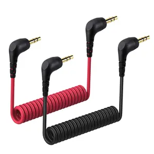 2-Pack 3.5 mm Audio Cable for DJI Mic Mini Microphone, Coiled 3.5mm TRS Aux Cord, 90-Degree Plug