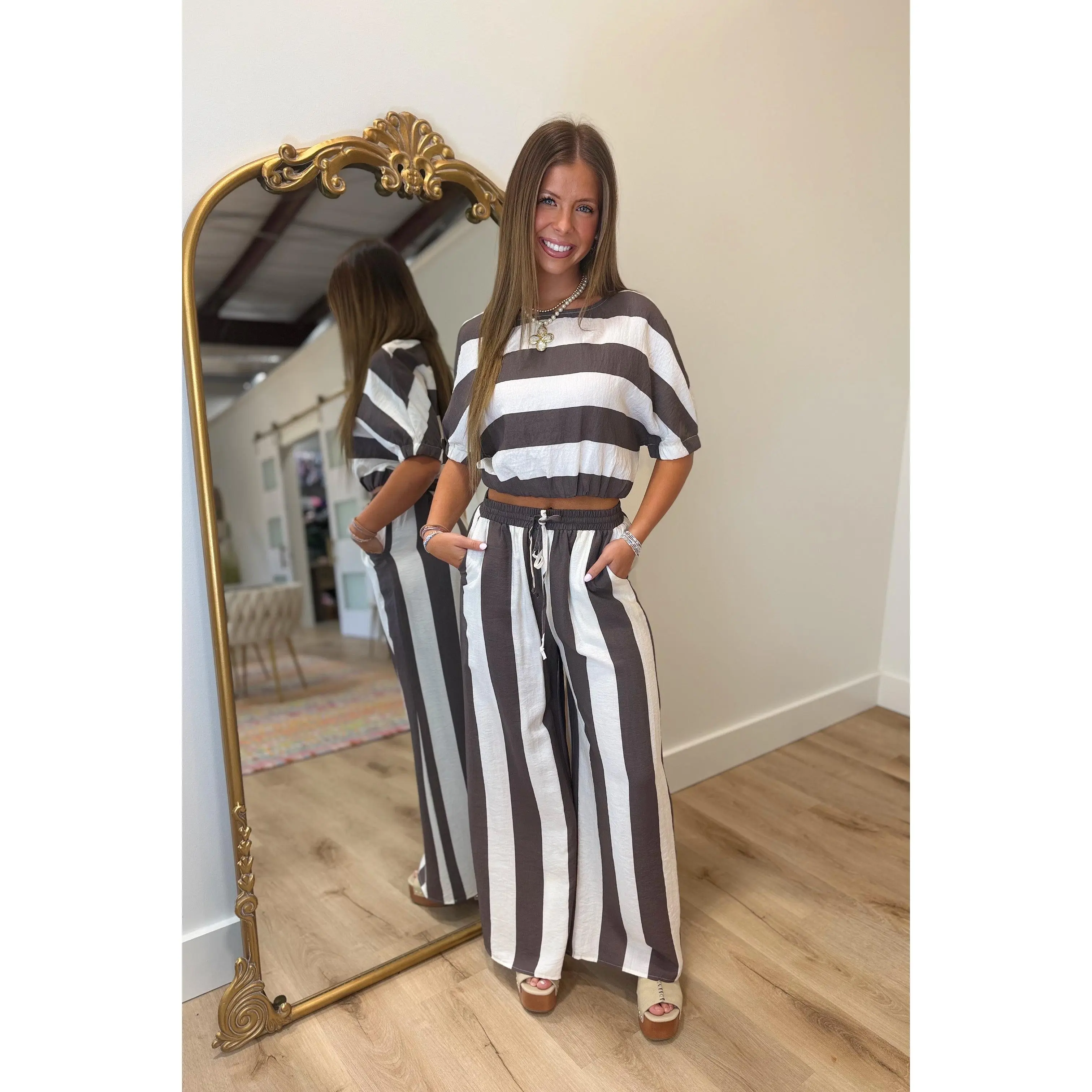 Striping September Bubble Pant Set