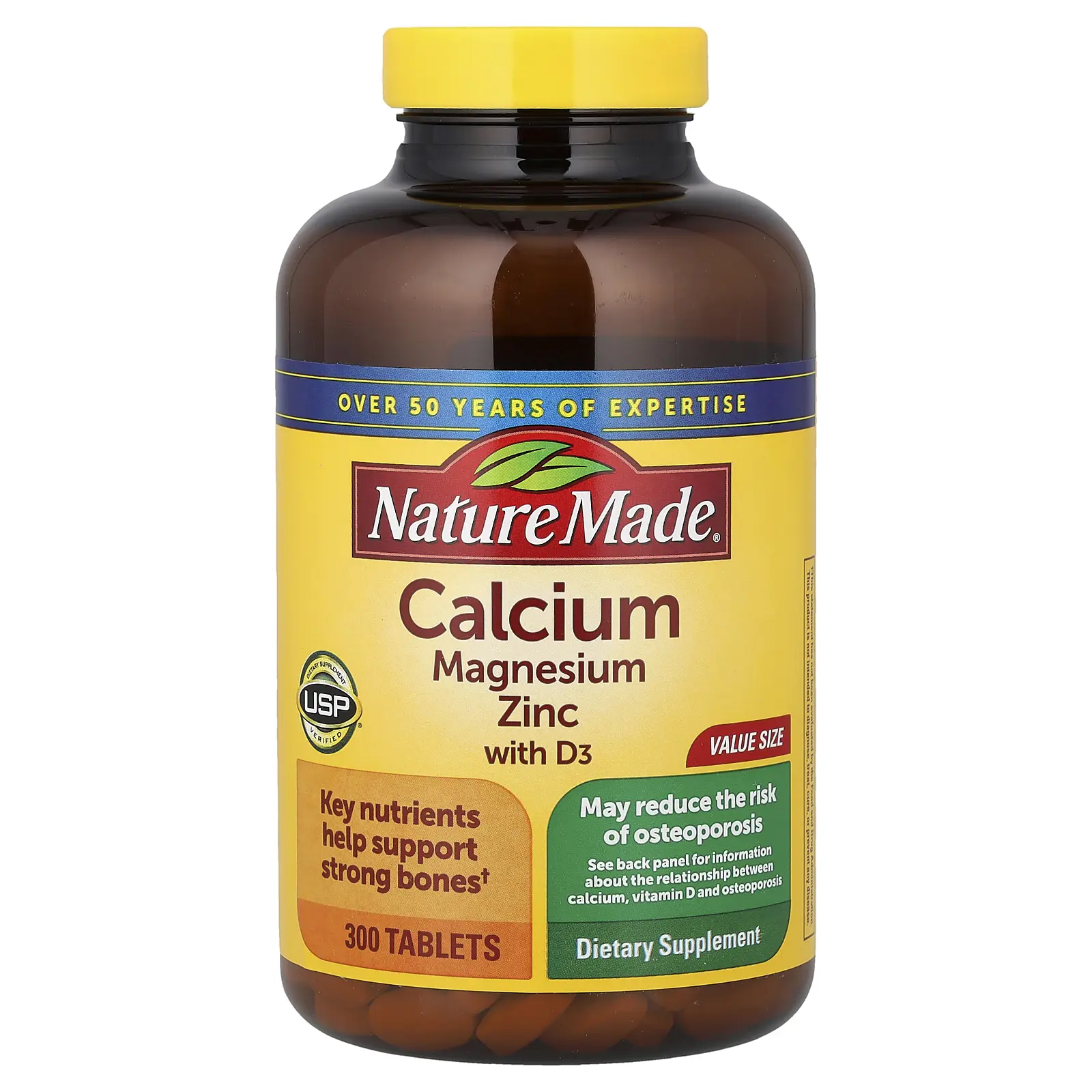 Nature Made Calcium Magnesium Zinc with Vitamin D3, 300 Tablets