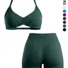 Women's Seamless Halter Yoga Bra Set, Sporty Plain Design, Quick-Dry Running Workout Top, Sexy Backless Sports Underwear, Seamless Activewear, Athletic Workout Clothing, Fitness Sportswear, Athletic Sportswear, Women Workout Clothes